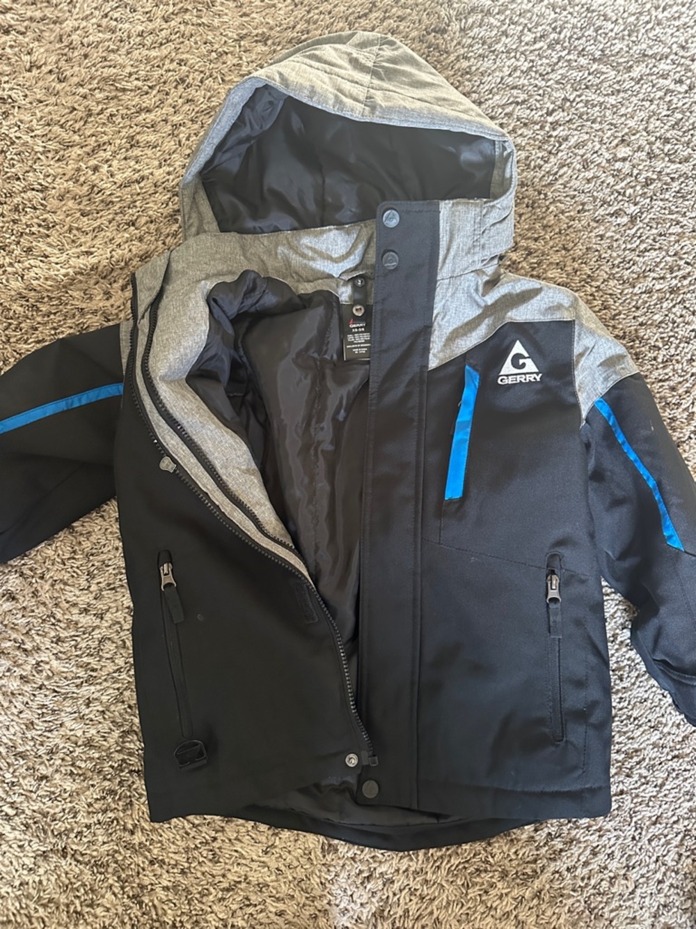 Gerry Weber Kids Black, Gray & Blue Hooded Puffer Jacket